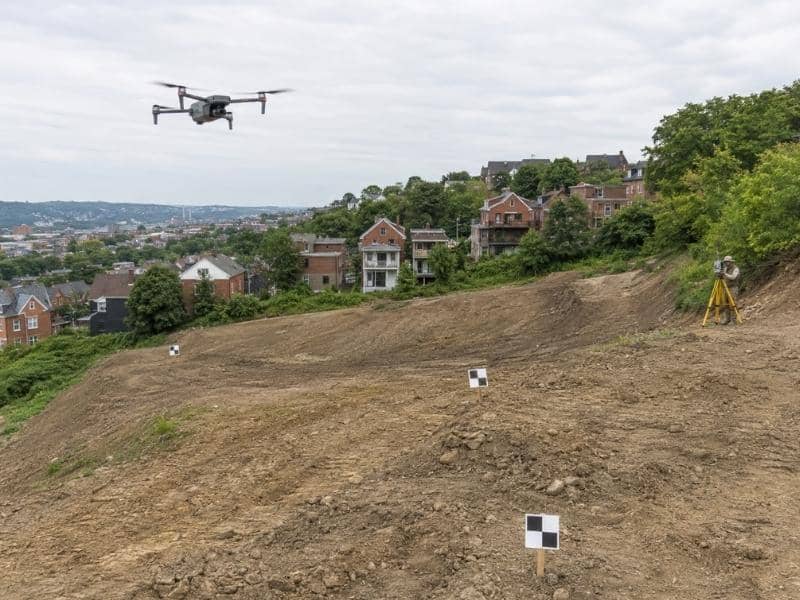 aerial surveys pittsburgh pa | Pittsburgh Land Surveying Aerial surveys drone mapping a steep hillside development site in Pittsburgh Pennsylvania